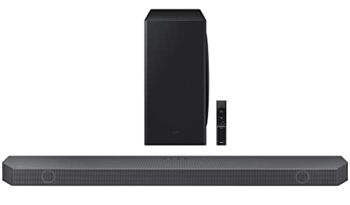 Samsung Q-Symphony soundbar (HW-Q700B) with 3 Channels, 1 subwoofer Channel, and 2 up-Firing Channels, Dolby True HD with Google & Alexa Smart Speaker (Black)