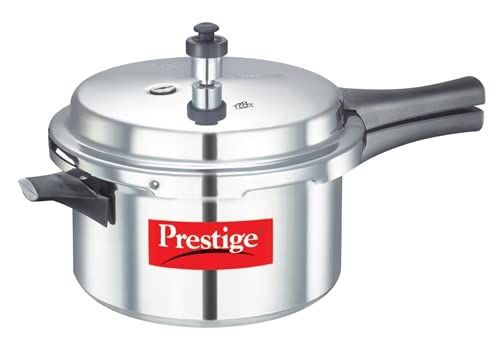 Prestige Popular Pressure Cooker | Aluminium Cooker with Lid 5 Ltr| Silver
