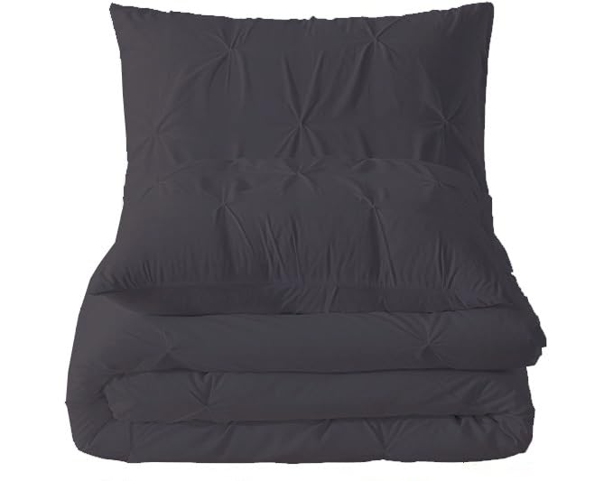 Premium Quality - King/California King Size (94" x 104") Inches, 3Pcs Pinch Pleated Comforter Set, 400GSM 100% Egyptian Cotton 800 Thread Count - Chocolate Solid