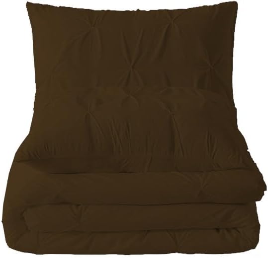 Premium Quality - King/California King Size (94" x 104") Inches, 3Pcs Pinch Pleated Comforter Set, 400GSM 100% Egyptian Cotton 800 Thread Count - Chocolate Solid