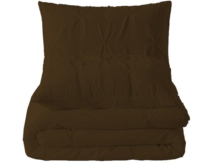 Premium Quality - King/California King Size (94" x 104") Inches, 3Pcs Pinch Pleated Comforter Set, 400GSM 100% Egyptian Cotton 800 Thread Count - Chocolate Solid