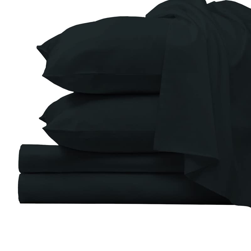 Pizuna Pure 100% Luxury Cotton Full Size Bed Sheets Set Dark Grey, 1000 Thread Count Long Staple Cotton Sateen Thick Sheet & Pillowcase Set, Deep Sheets fits 15" (Combed Cotton Bed Sheets Set)