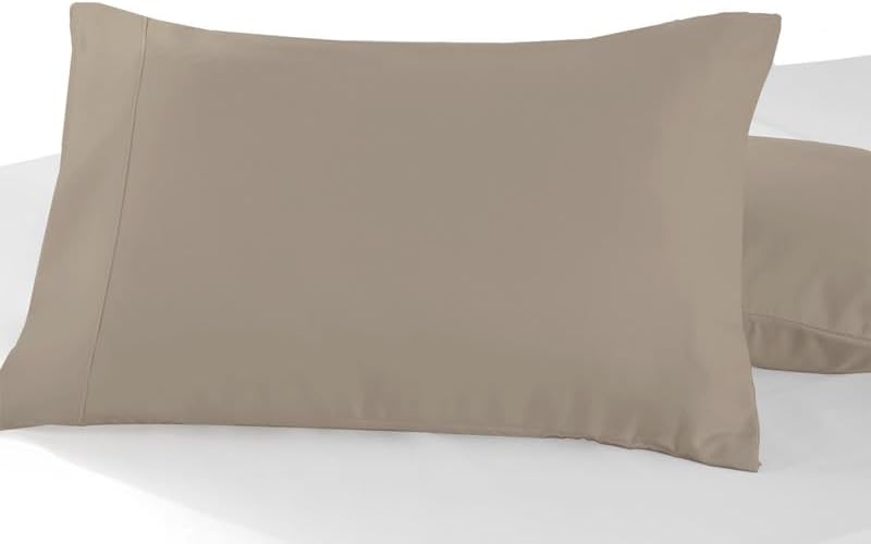 Pizuna Soft 100% Long Staple Cotton Breathable Cool Satin King Pillowcase Set of 2, Ivory, 18" x 18"
