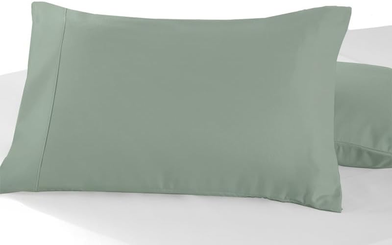 Pizuna Soft 100% Long Staple Cotton Breathable Cool Satin King Pillowcase Set of 2, Ivory, 18" x 18"