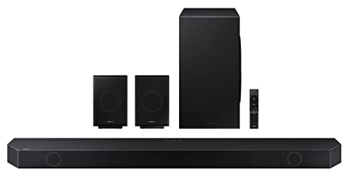 Samsung Q-Symphony soundbar (HW-Q700B) with 3 Channels, 1 subwoofer Channel, and 2 up-Firing Channels, Dolby True HD with Google & Alexa Smart Speaker (Black)