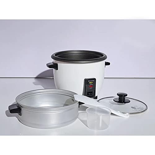 Sharp 700W 1.8L(10 Cups) 2-in-1 Non-Stick Rice Cooker & Food Steamer with Keep Warm Function, White - KS-H188G-W3