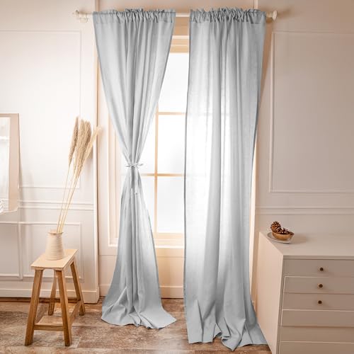 D'Moksha Homes Linen Curtain 108 Inches Long - Black Curtain 52 x 108 Inch 1 Panel - Light Filtering Rod Pocket Curtain - 100% Pure Linen European Flax Window Curtain Panel for Bedroom, Living Room