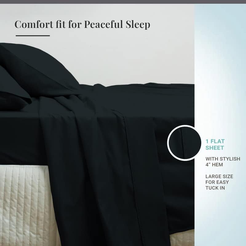 Pizuna Pure 100% Cotton Flat Sheets Only Full Silver (1 PC), 600 Thread Count Long Staple Cotton Crisp Sateen Weave with 4" Hem (Combed Full Flat Sheet Only Cotton)