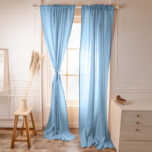D'Moksha Homes Linen Curtain 108 Inches Long - Black Curtain 52 x 108 Inch 1 Panel - Light Filtering Rod Pocket Curtain - 100% Pure Linen European Flax Window Curtain Panel for Bedroom, Living Room