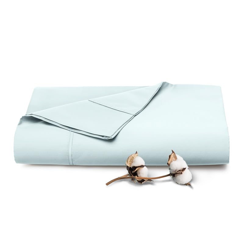 Pizuna Pure 100% Cotton Flat Sheets Only Full Apricot Orange (1 PC), Luxurious 400 Thread Count Long Staple Cotton Sateen with 4" Hem (Combed Full Flat Sheet Only Cotton)