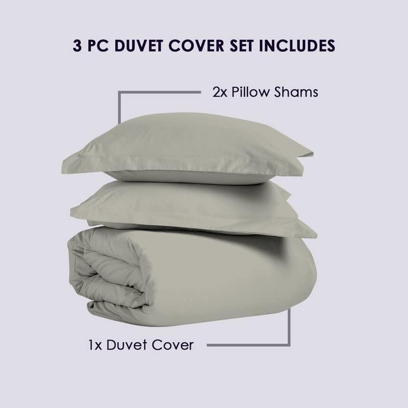 Pizuna Pure 100% Cotton Queen Duvet Cover Set, 800 Thread Count Long Staple Cotton Thick Sateen Weave with Button Closure (Combed Baby Blue Cotton Duvet Cover Queen)