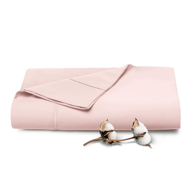 Pizuna Pure 100% Cotton Flat Sheets Only Full Apricot Orange (1 PC), Luxurious 400 Thread Count Long Staple Cotton Sateen with 4" Hem (Combed Full Flat Sheet Only Cotton)