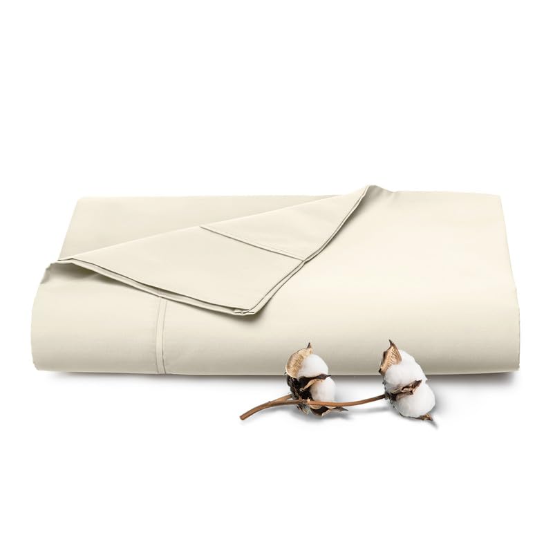 Pizuna Pure 100% Cotton Flat Sheets Only Full Apricot Orange (1 PC), Luxurious 400 Thread Count Long Staple Cotton Sateen with 4" Hem (Combed Full Flat Sheet Only Cotton)