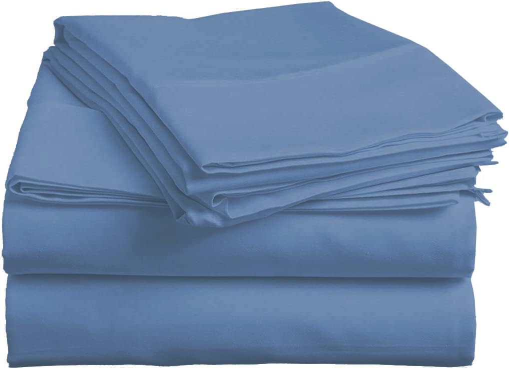 Split Head Flex King Sheets Sets for Adjustable Beds, Top Split King Sheet Set 4 Pcs, 800TC 100% Egyptian Cotton 18" Inch Deep Pocket - Split Down 34 inches from The Top, Navy Blue Stripe