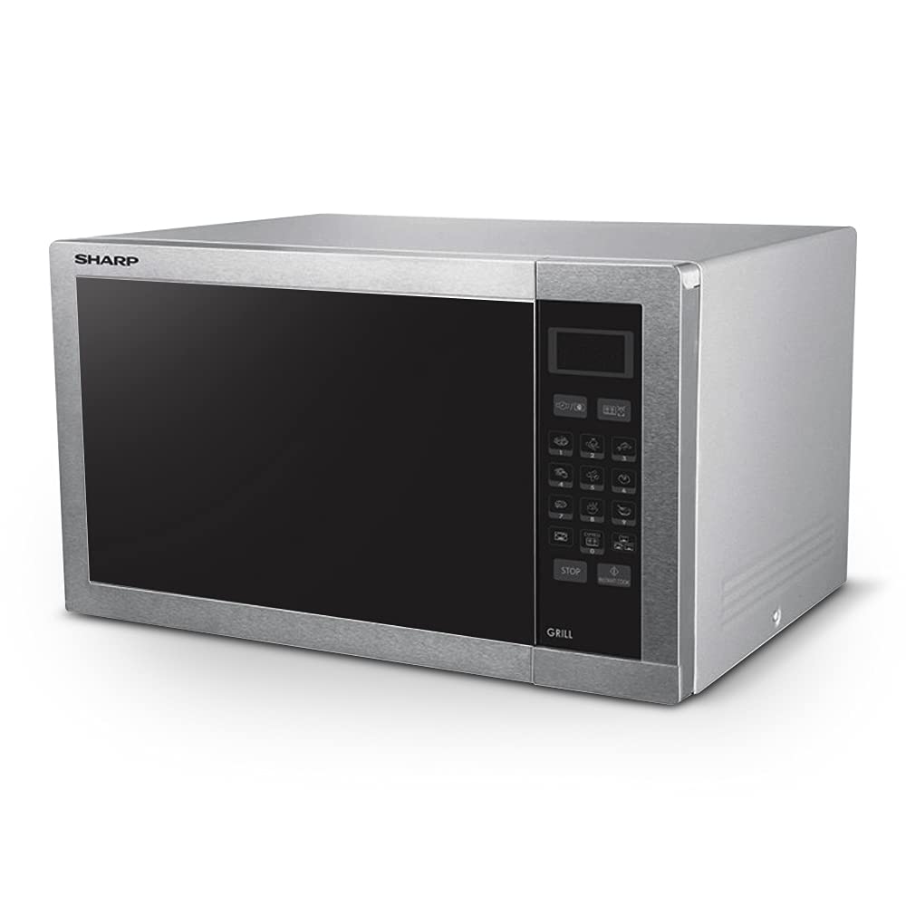 Sharp 34 Liters 1100 Watts Stainless Steel Digital Combination Microwave Oven with Grill, Silver - R-77AT-ST