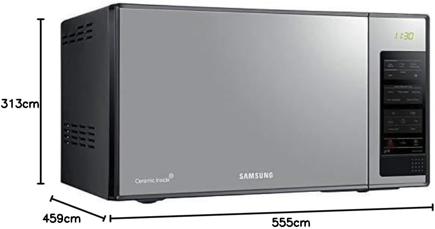 SAMSUNG 40 Liters Microwave Grill Microwave Oven Silver With Ceramic Interior & Mirror Design MG402MADXBB 1 Year Warranty, Steel