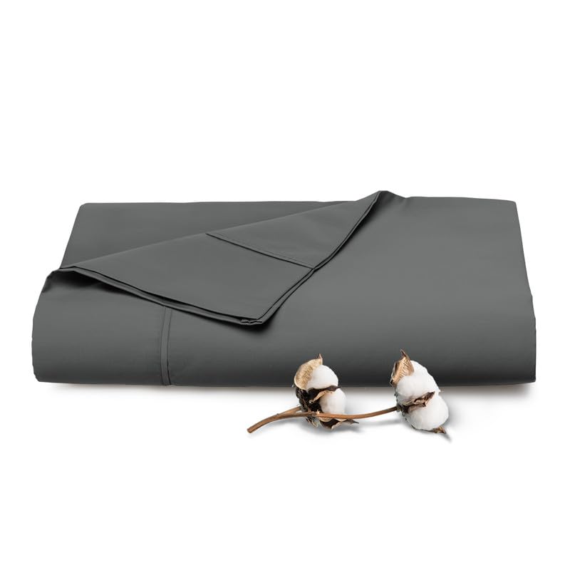 Pizuna Pure 100% Cotton Flat Sheets Only Full Apricot Orange (1 PC), Luxurious 400 Thread Count Long Staple Cotton Sateen with 4" Hem (Combed Full Flat Sheet Only Cotton)