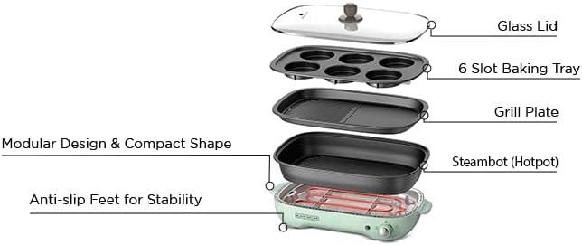 Black+Decker 2000W Family Health Grill, Black/Silver, Cg2000-B5, 2 Year Warranty