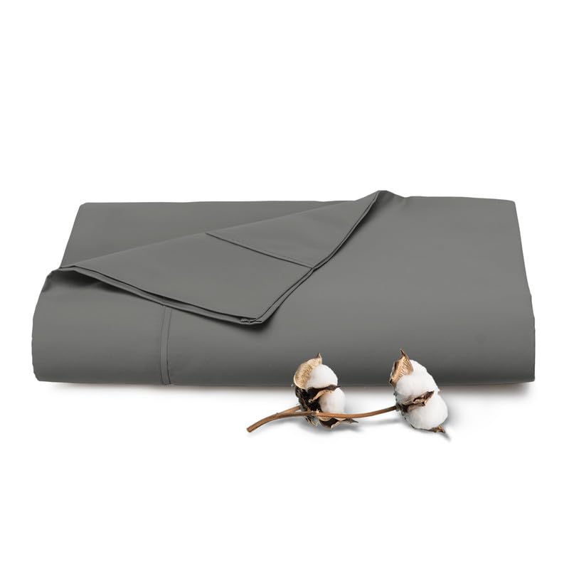 Pizuna Pure 100% Cotton Flat Sheets Only Full Apricot Orange (1 PC), Luxurious 400 Thread Count Long Staple Cotton Sateen with 4" Hem (Combed Full Flat Sheet Only Cotton)