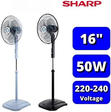 Sharp 16 Inches/40cms Blade 50 Watts Pedestal Free Standing Fan, Made In Malaysia, Pjs169 - Dark Grey"Min 1 year manufacturer warranty"