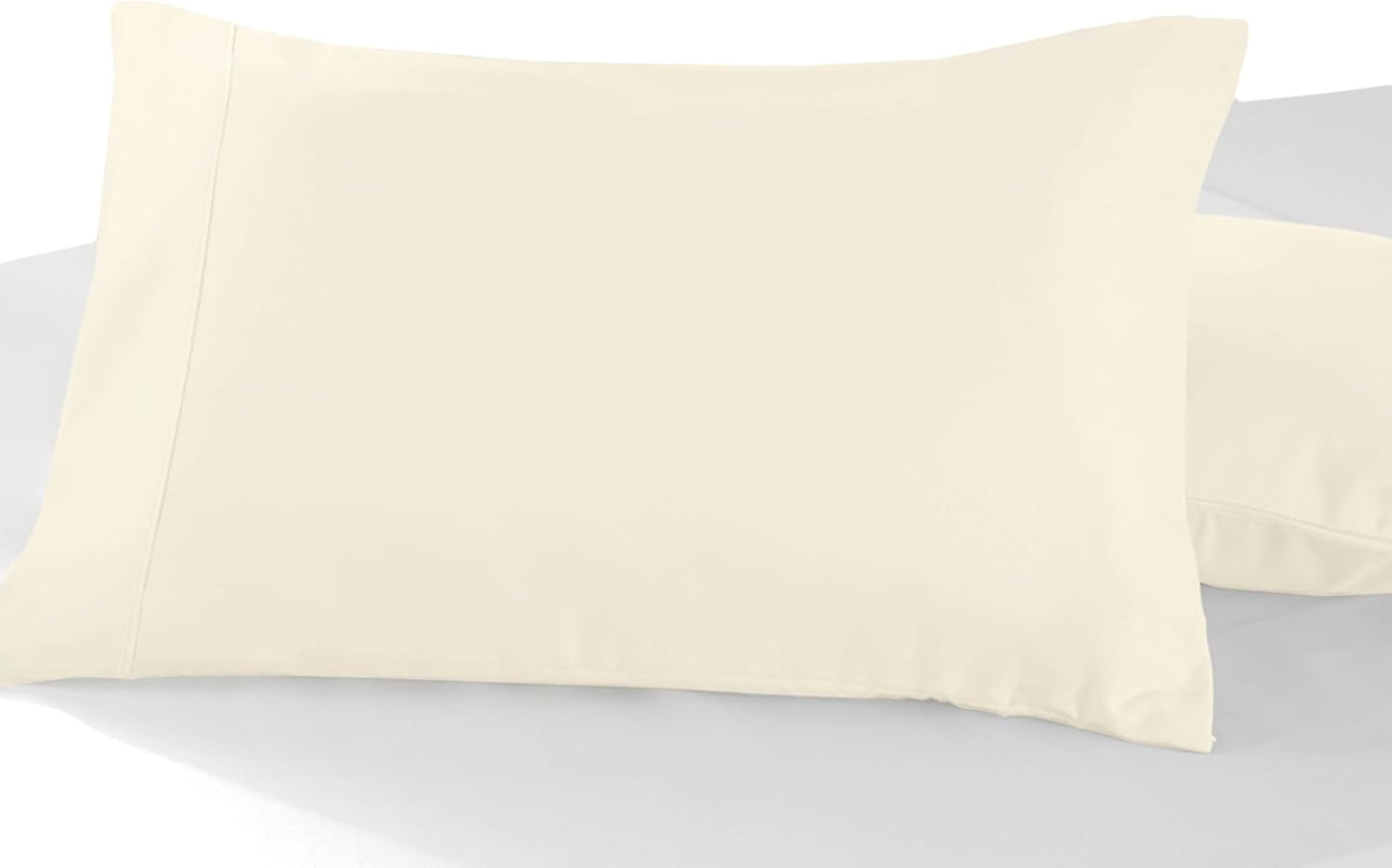 Pizuna Soft 100% Long Staple Cotton Breathable Cool Satin King Pillowcase Set of 2, Ivory, 18" x 18"