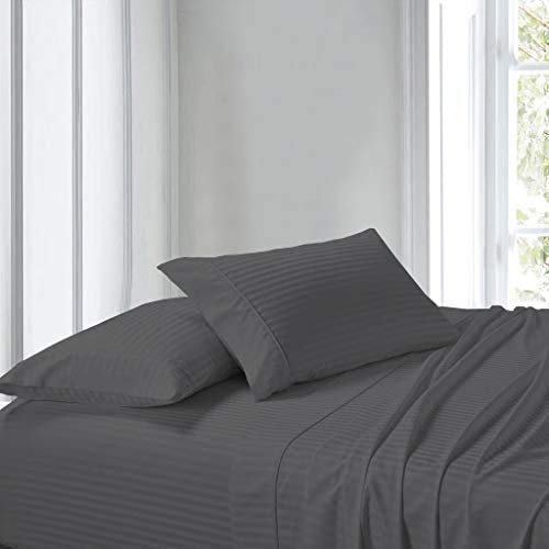 Queen Size Pure Egyptian Cotton Bed Sheets Set, 800 Thread Count Silver Solid (6 PC) Bedding and PillowCases – Egyptian Cotton Sheets Queen Size Bed - Sateen Sheets - 18” Deep Pocket Sheets