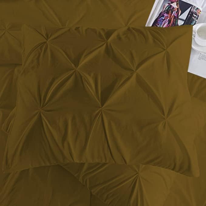 Premium Quality - King/California King Size (94" x 104") Inches, 3Pcs Pinch Pleated Comforter Set, 400GSM 100% Egyptian Cotton 800 Thread Count - Chocolate Solid