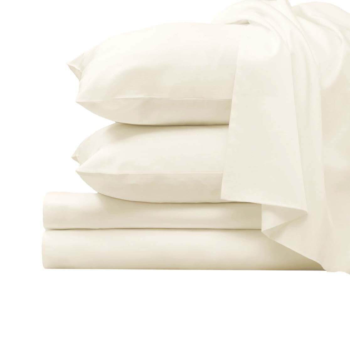 Pizuna Pure 100% Luxury Cotton Full Size Bed Sheets Set Dark Grey, 1000 Thread Count Long Staple Cotton Sateen Thick Sheet & Pillowcase Set, Deep Sheets fits 15" (Combed Cotton Bed Sheets Set)
