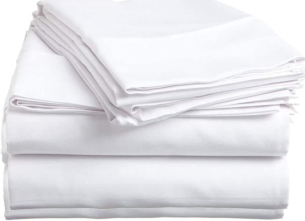 Split Head Flex King Sheets Sets for Adjustable Beds, Top Split King Sheet Set 4 Pcs, 800TC 100% Egyptian Cotton 18" Inch Deep Pocket - Split Down 34 inches from The Top, Navy Blue Stripe