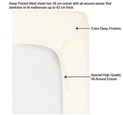 Pizuna Pure 100% Cotton King Sheet - 800 Thread Count Long Staple Cotton Thick Sateen Weave 15inch Deep Pocket Fitted Sheet (Combed Black)