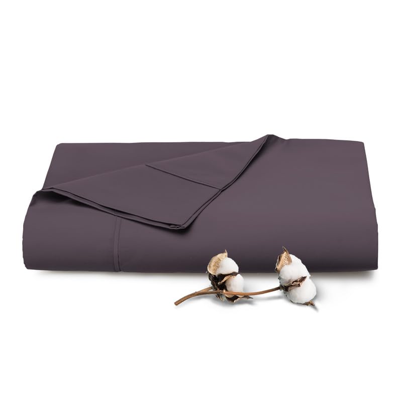 Pizuna Pure 100% Cotton Flat Sheets Only Full Apricot Orange (1 PC), Luxurious 400 Thread Count Long Staple Cotton Sateen with 4" Hem (Combed Full Flat Sheet Only Cotton)