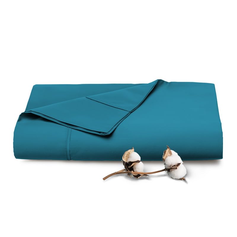 Pizuna Pure 100% Cotton Flat Sheets Only Full Off White (1 PC), Luxurious 400 Thread Count Long Staple Cotton Sateen with 4inch Hem (Combed Full Flat Sheet Only Cotton)