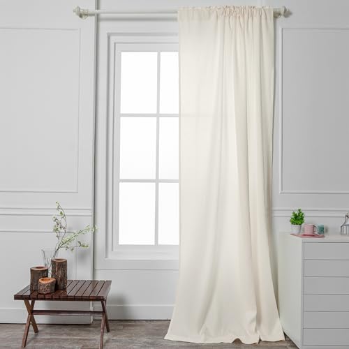 D'Moksha Homes Linen Curtain 108 Inches Long - Black Curtain 52 x 108 Inch 1 Panel - Light Filtering Rod Pocket Curtain - 100% Pure Linen European Flax Window Curtain Panel for Bedroom, Living Room
