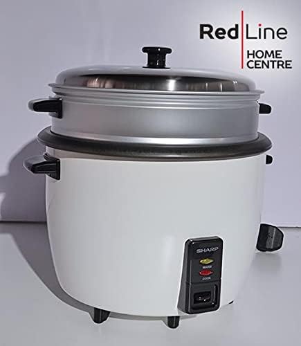Sharp 700W 1.8L(10 Cups) 2-in-1 Non-Stick Rice Cooker & Food Steamer with Keep Warm Function, White - KS-H188G-W3