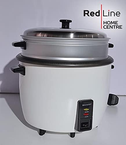 Sharp 700W 1.8L(10 Cups) 2-in-1 Non-Stick Rice Cooker & Food Steamer with Keep Warm Function, White - KS-H188G-W3