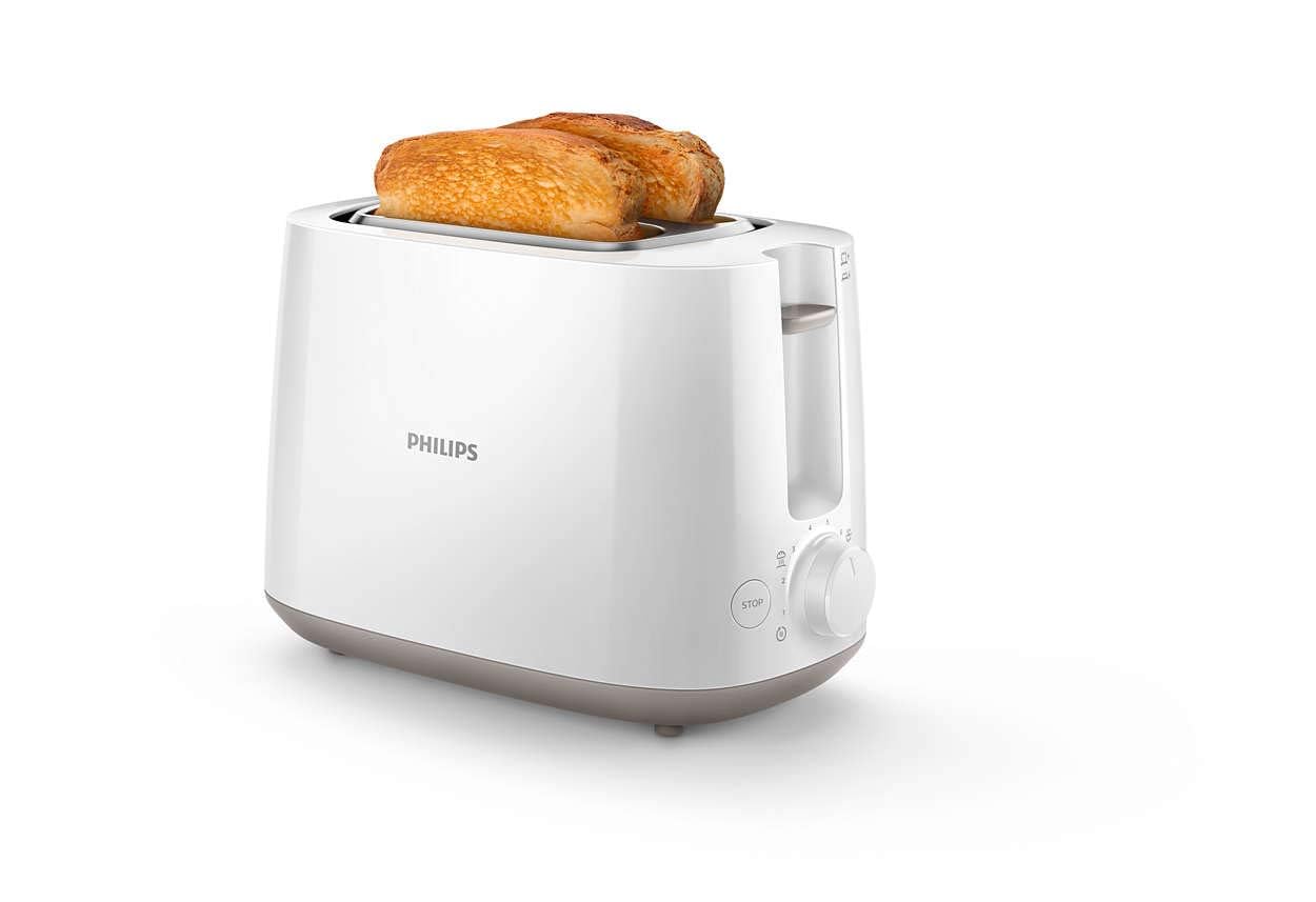 Philips Daily Toaster Hd2581/01, Cool Wall, 800W, Removable Crumb Tray, Defrost & Reheat Settings, Cancel Button. - 2 s - Uae Version"Min 1 year manufacturer warranty"