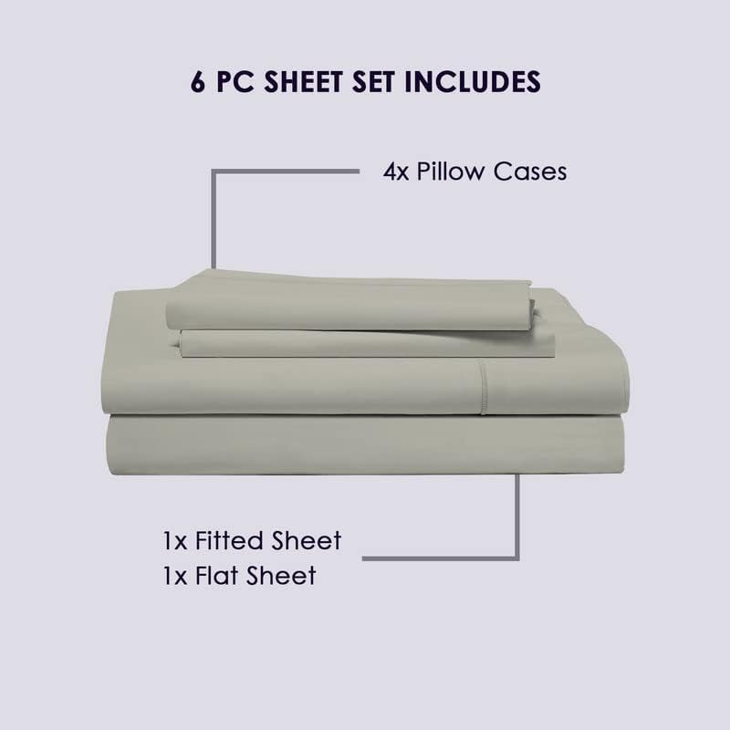 Pizuna Pure 100% Cotton Sheets Full Size, 800 Thread Count Long Staple Cotton Crisp Sateen Sheets Full with 15in Deep Pocket (Combed Simply Taupe)