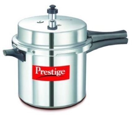 Prestige Popular Pressure Cooker | Aluminium Cooker with Lid 5 Ltr| Silver