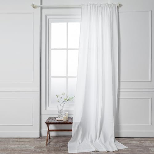 D'Moksha Homes Linen Curtain 108 Inches Long - Black Curtain 52 x 108 Inch 1 Panel - Light Filtering Rod Pocket Curtain - 100% Pure Linen European Flax Window Curtain Panel for Bedroom, Living Room