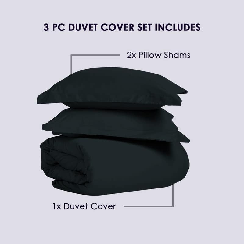 Pizuna Pure 100% Cotton Queen Duvet Cover Set, 800 Thread Count Long Staple Cotton Thick Sateen Weave with Button Closure (Combed Baby Blue Cotton Duvet Cover Queen)