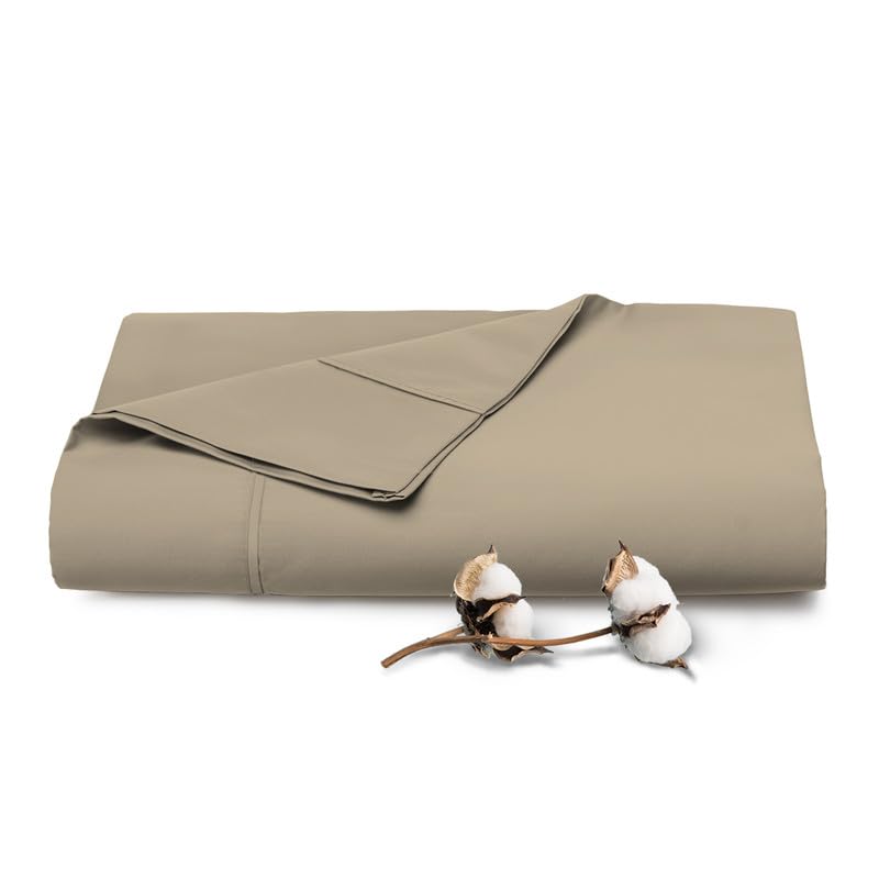 Pizuna Pure 100% Cotton Flat Sheets Only Full Off White (1 PC), Luxurious 400 Thread Count Long Staple Cotton Sateen with 4inch Hem (Combed Full Flat Sheet Only Cotton)