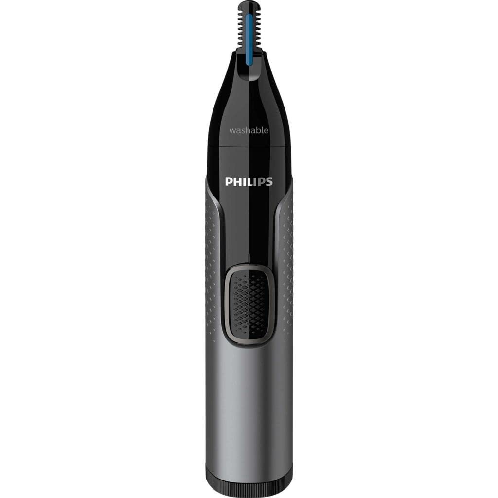 PHILIPS Nose Hair Trimmer, Series 3000 Nose, Ear and Eyebrow Trimmer Showerproof with Protective Guard System, Battery Operated, No pulling Guaranteed NT3650/16, Grey