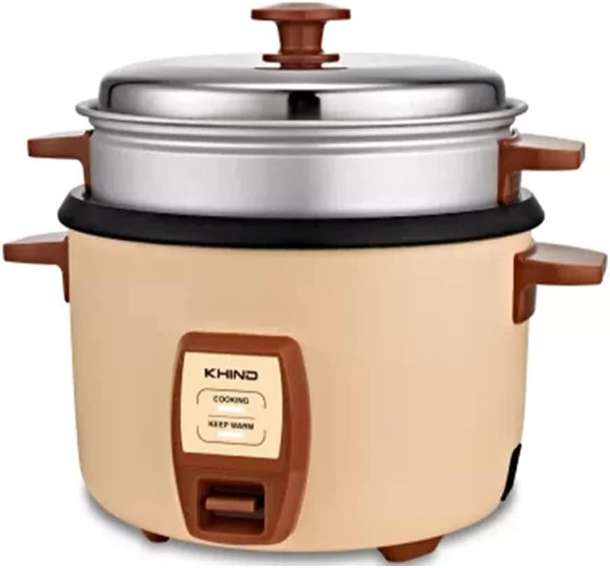 Khind Rice Cooker with Teflon Coated Aluminium Pot, 1 Liter Capacity, Cream Magnolia