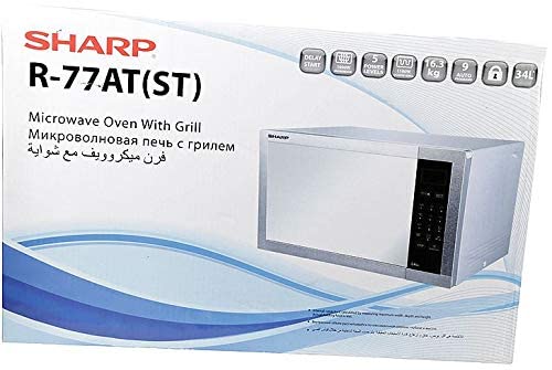 Sharp 34 Liters 1100 Watts Stainless Steel Digital Combination Microwave Oven with Grill, Silver - R-77AT-ST