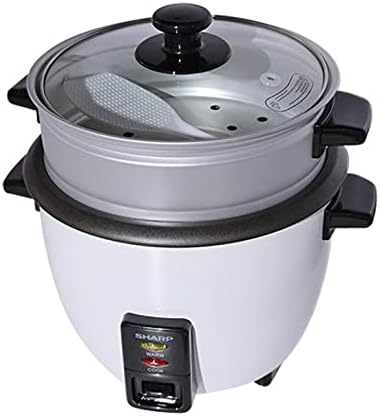 Sharp 700W 1.8L(10 Cups) 2-in-1 Non-Stick Rice Cooker & Food Steamer with Keep Warm Function, White - KS-H188G-W3
