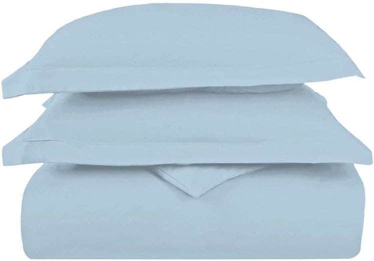 Pizuna Pure 100% Cotton King Duvet Cover Set, 1000 Thread Count Long Staple Cotton Thick Sateen Weave with Button Closure (Combed Baby Blue Cotton Duvet Cover King)