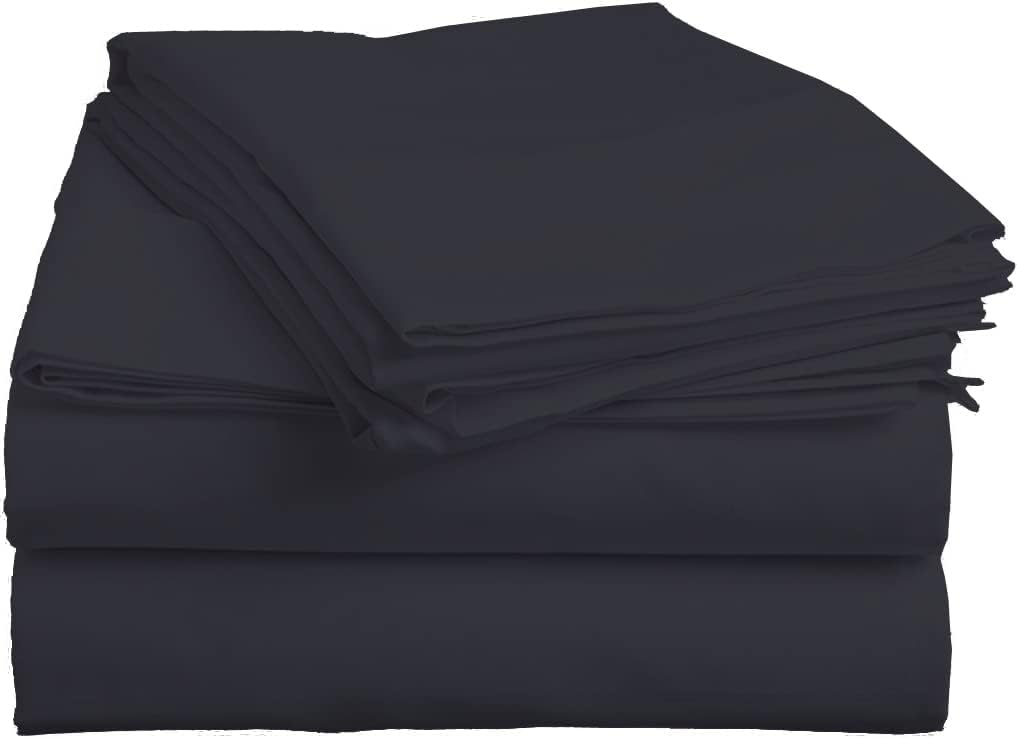 Split Head Flex King Sheets Sets for Adjustable Beds, Top Split King Sheet Set 4 Pcs, 800TC 100% Egyptian Cotton 18" Inch Deep Pocket - Split Down 34 inches from The Top, Navy Blue Stripe