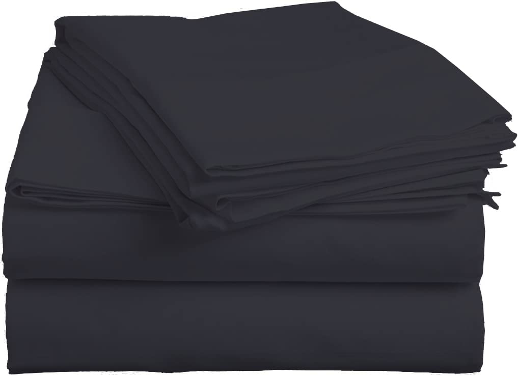 Split Head Flex King Sheets Sets for Adjustable Beds, Top Split King Sheet Set 4 Pcs, 800TC 100% Egyptian Cotton 18" Inch Deep Pocket - Split Down 34 inches from The Top, Navy Blue Stripe