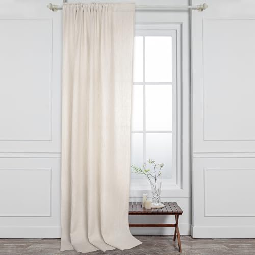 D'Moksha Homes Linen Curtain 108 Inches Long - Black Curtain 52 x 108 Inch 1 Panel - Light Filtering Rod Pocket Curtain - 100% Pure Linen European Flax Window Curtain Panel for Bedroom, Living Room