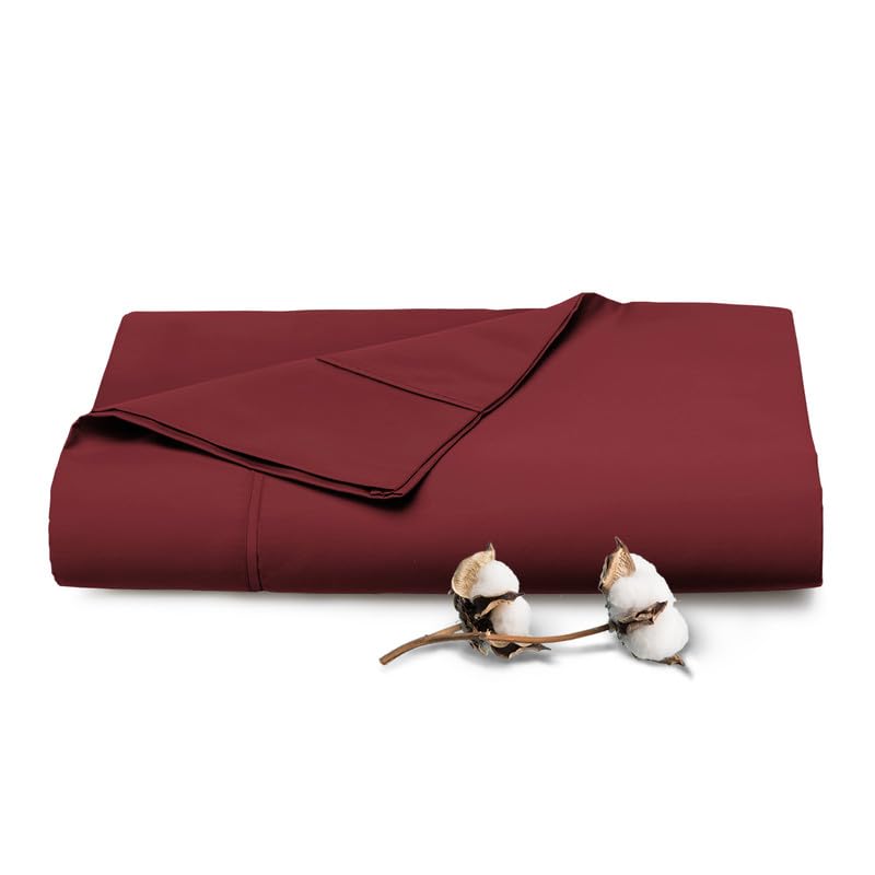 Pizuna Pure 100% Cotton Flat Sheets Only Full Apricot Orange (1 PC), Luxurious 400 Thread Count Long Staple Cotton Sateen with 4" Hem (Combed Full Flat Sheet Only Cotton)
